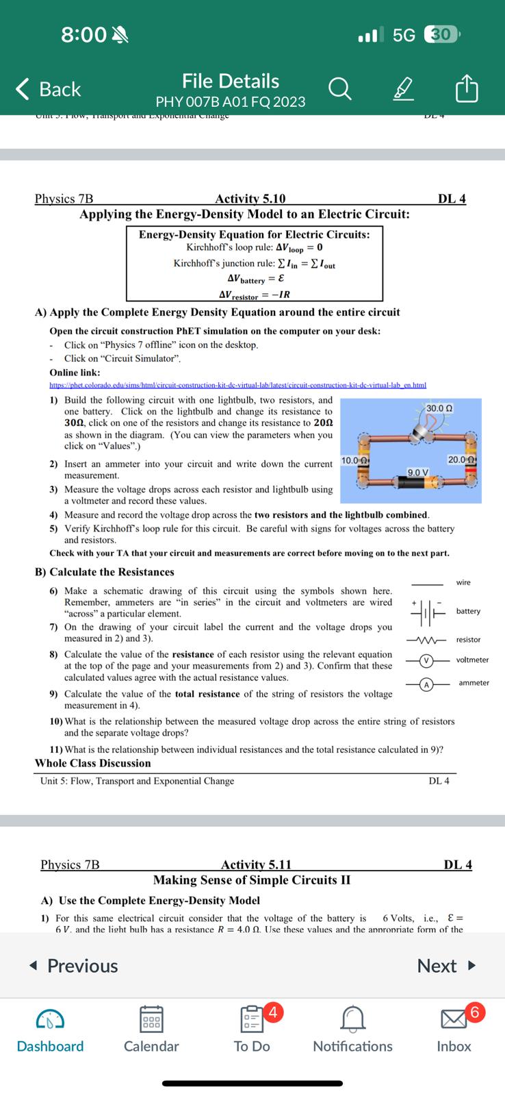 Activity 5.10 Applying the Energy-Density Model to an Electric Circuit: Energy-Density Equation