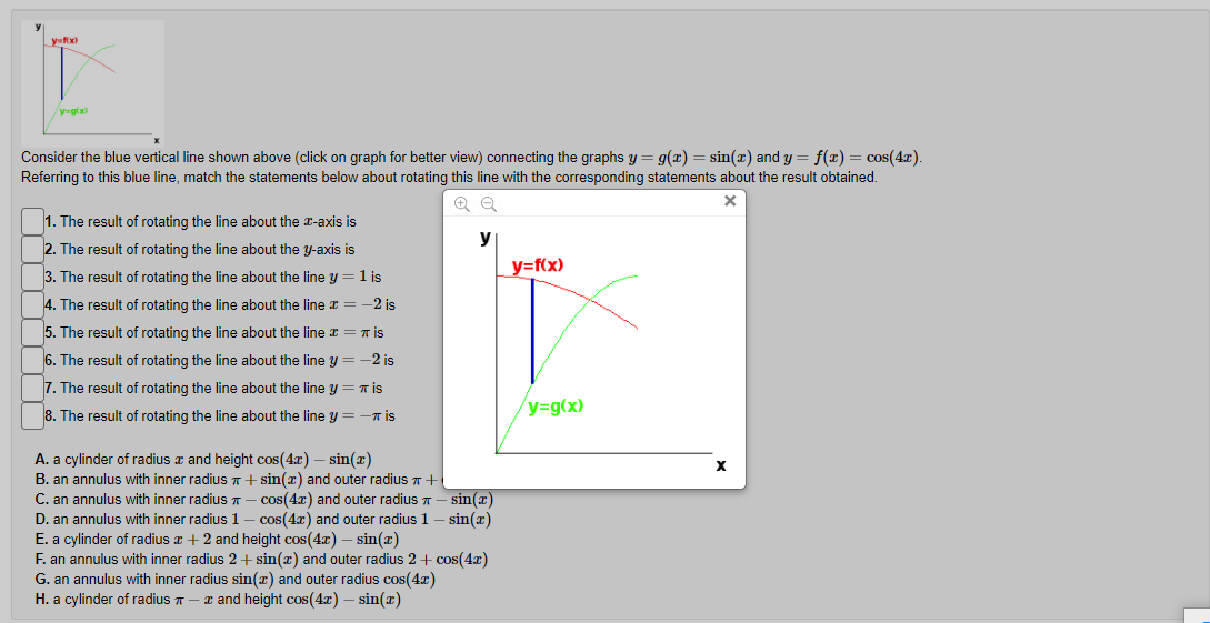 volume generated by rotating the region bounded by y = e ],