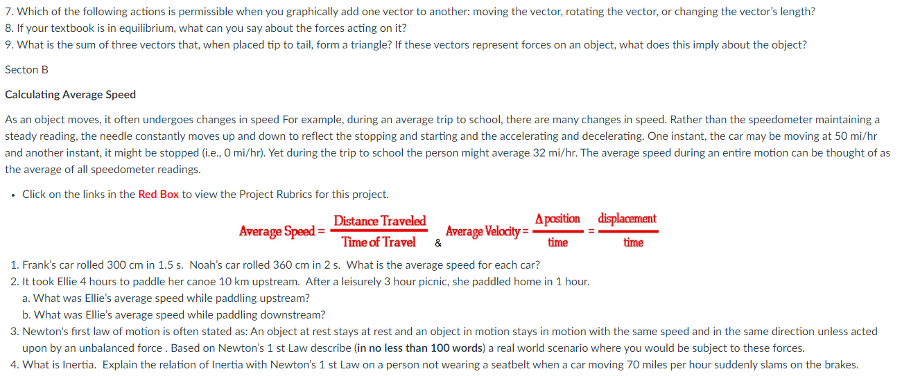  project Physics 1 Section A: Short Answer Questions (5 points each)