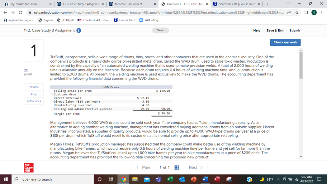 welding 25 time is available annually on the machine. Because each drum
