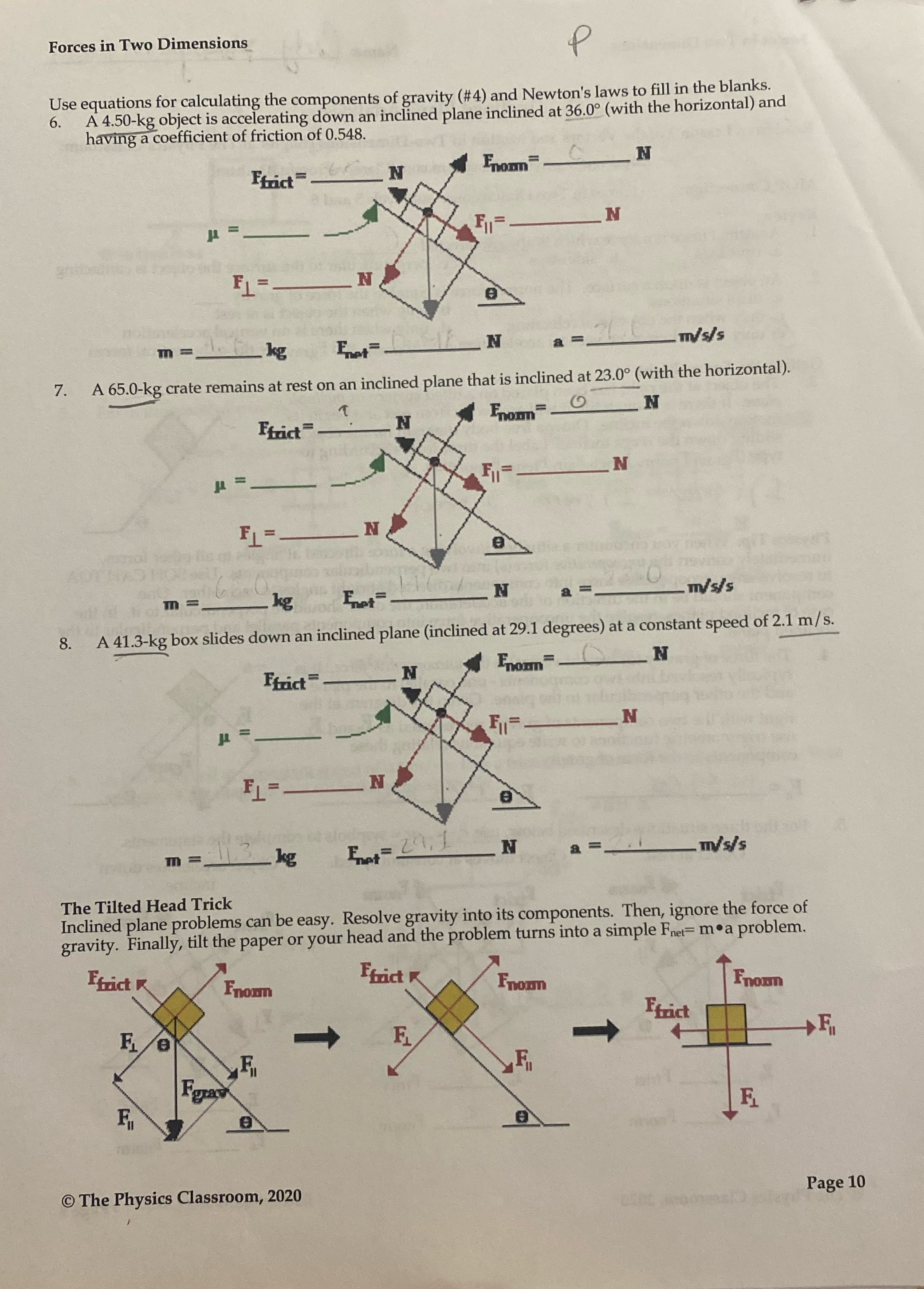 Please help solve this Psyics page Forces in Two Dimensions P Use