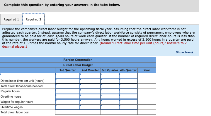 has submitted the following quarterly production forecast for the upcoming fiscal year:
