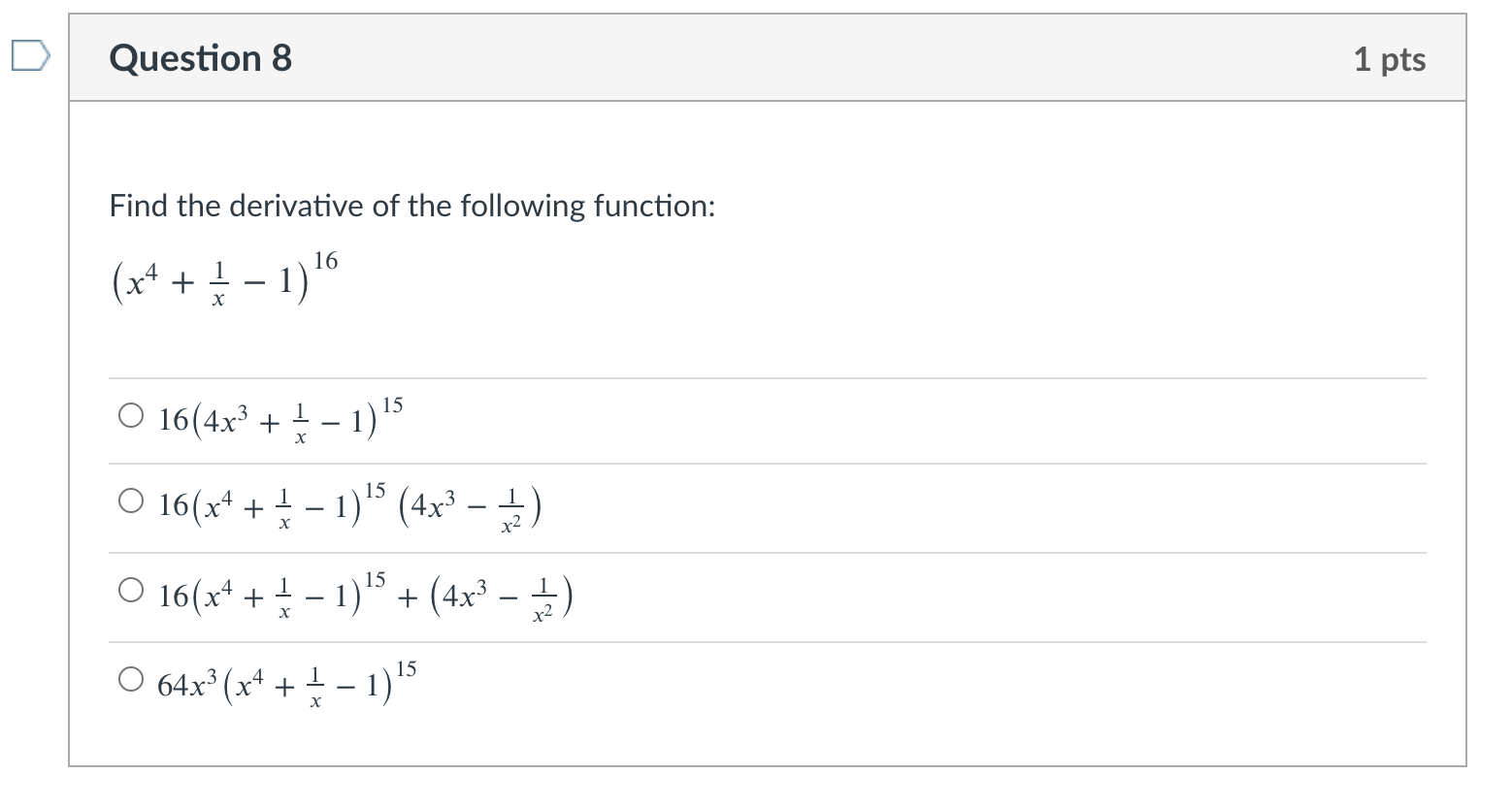 pts Solve 153x = 13 Ox = 10g15 13 3 O x