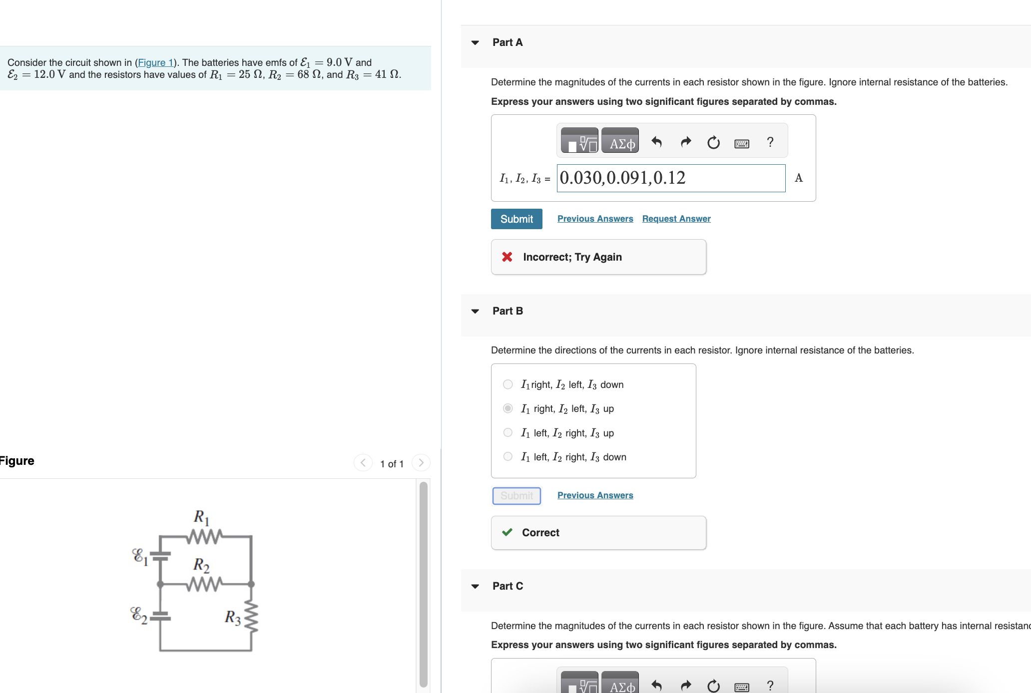 Part A Consider the circuit shown in (Figure 1). The batteries have