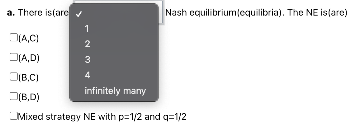 as (q, 1-q) i.e. P2 plays C with probability q and D