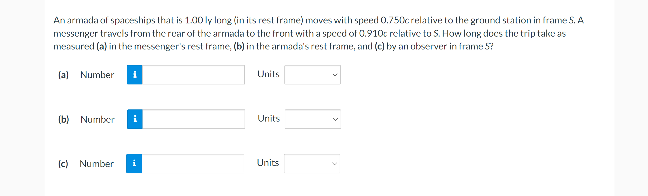 from us with a speed of 0.50c. Galaxy B, located in precisely