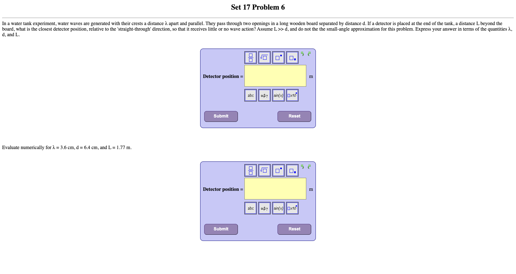 The class is about heat, waves, and light. The website wants exactly