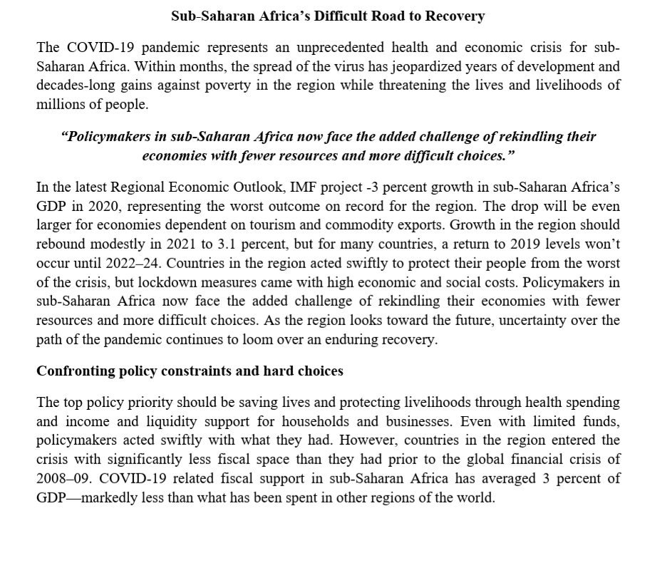 sub- Saharan Africa. Within months, the spread of the virus has jeopardized