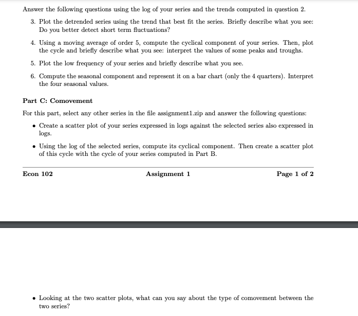 question using the data file. It is an artificial time series from