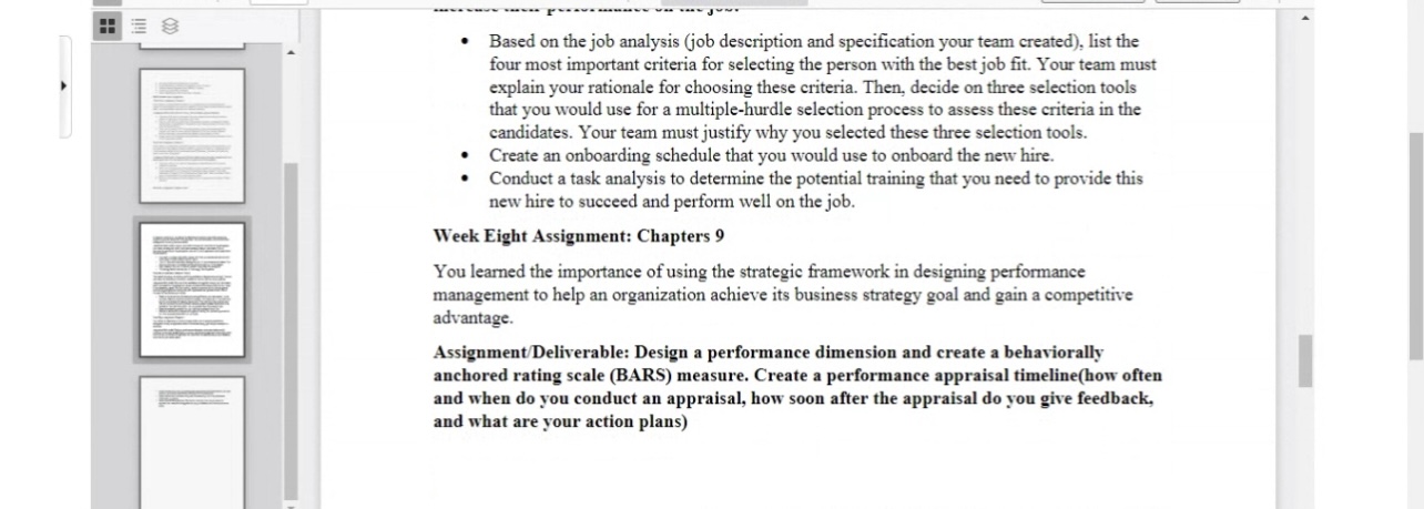 Based on the job analysis (job description and specification your team created).