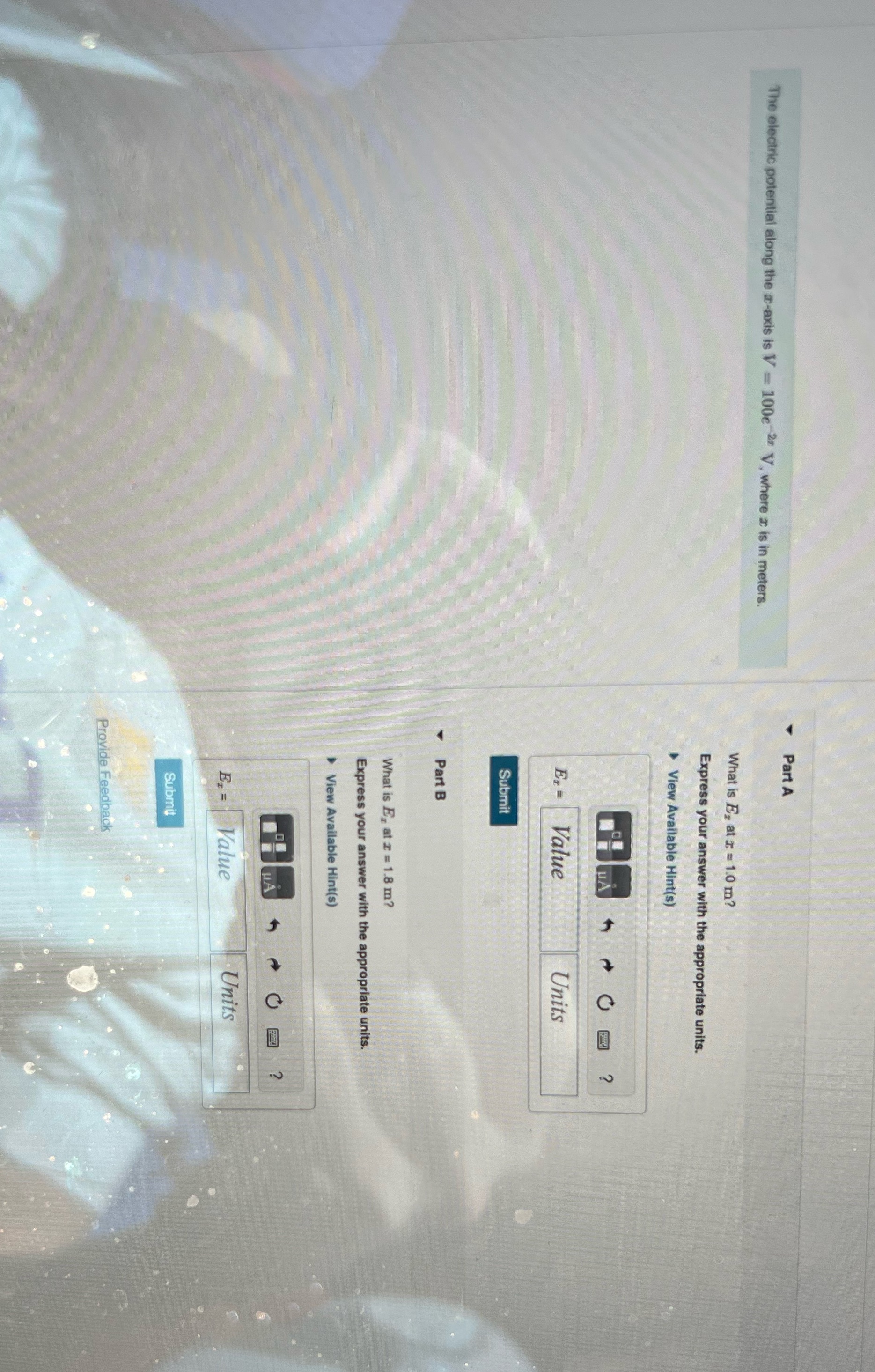 Part A The electric potential along the a-axis is V =