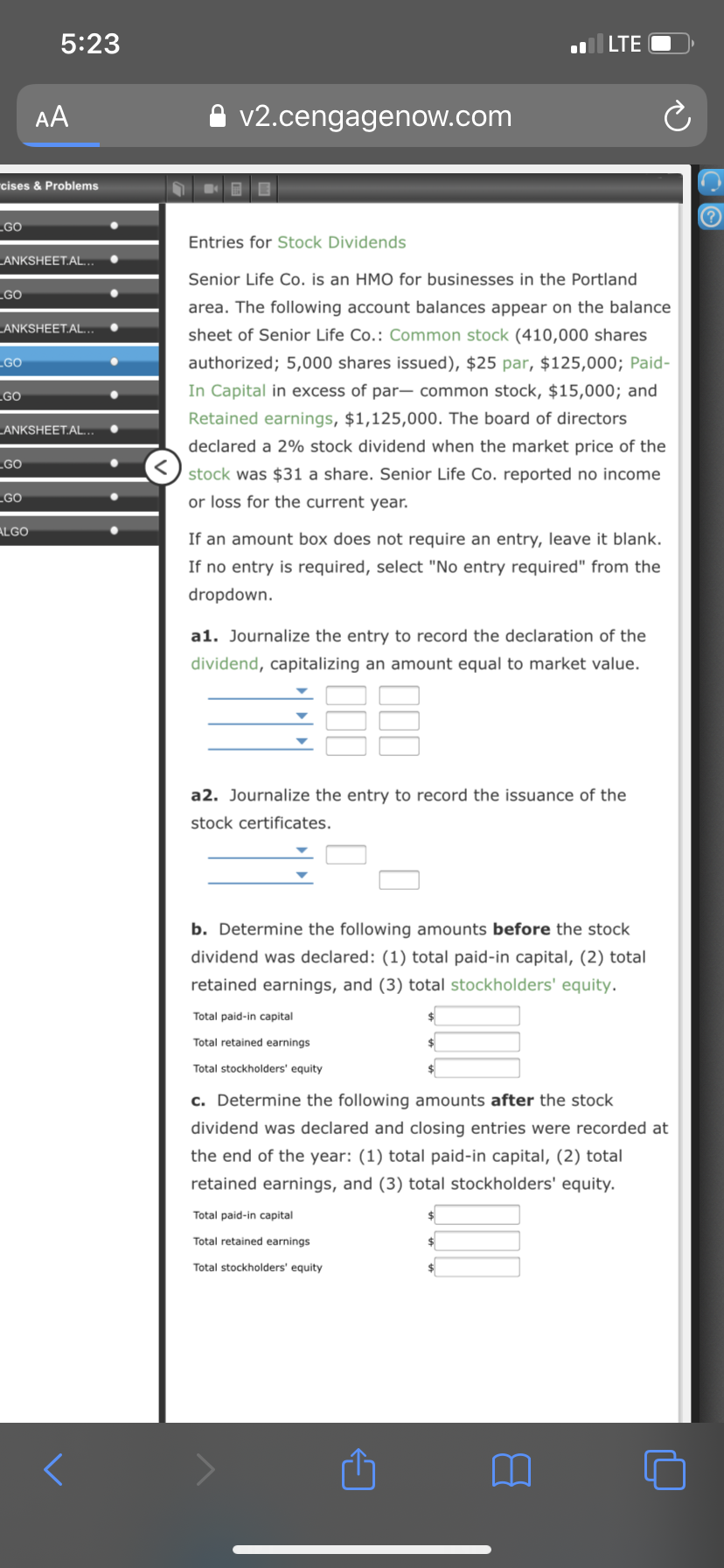 How do I solve this? AA uses 3. Problems B v2.cengagenow.c0m Entries