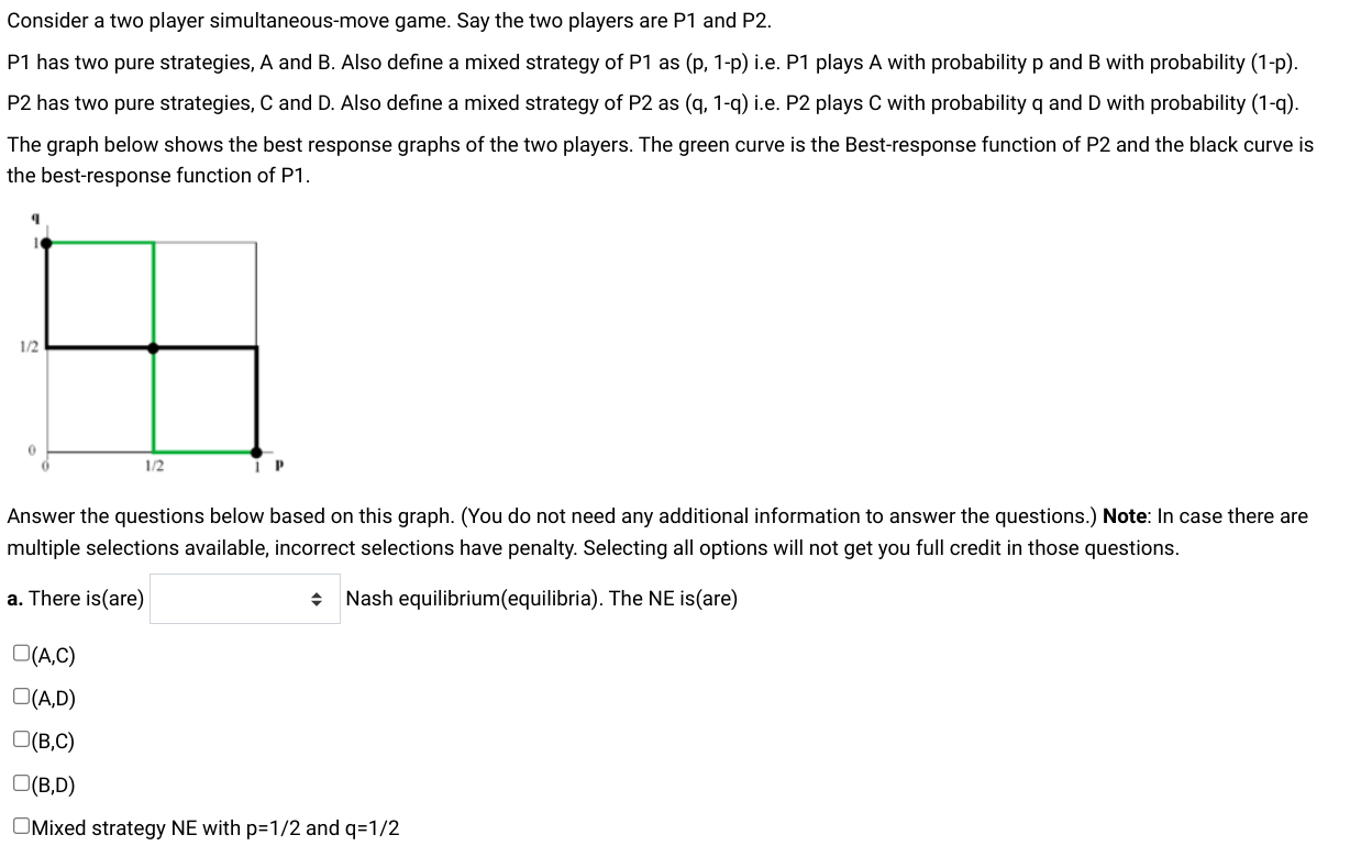 Consider a two player simultaneousmove game. Say the two players are