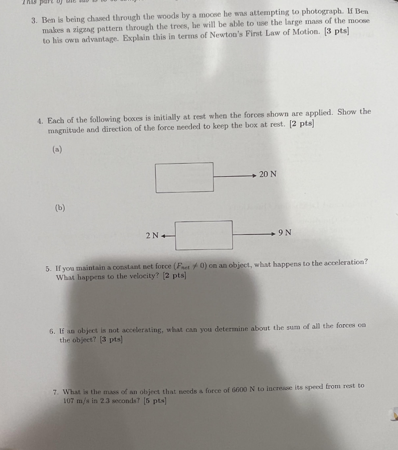  Pleaseeeeeeeee answer 1-5 TYPE IT PLEASE 3 Newton's First and Second