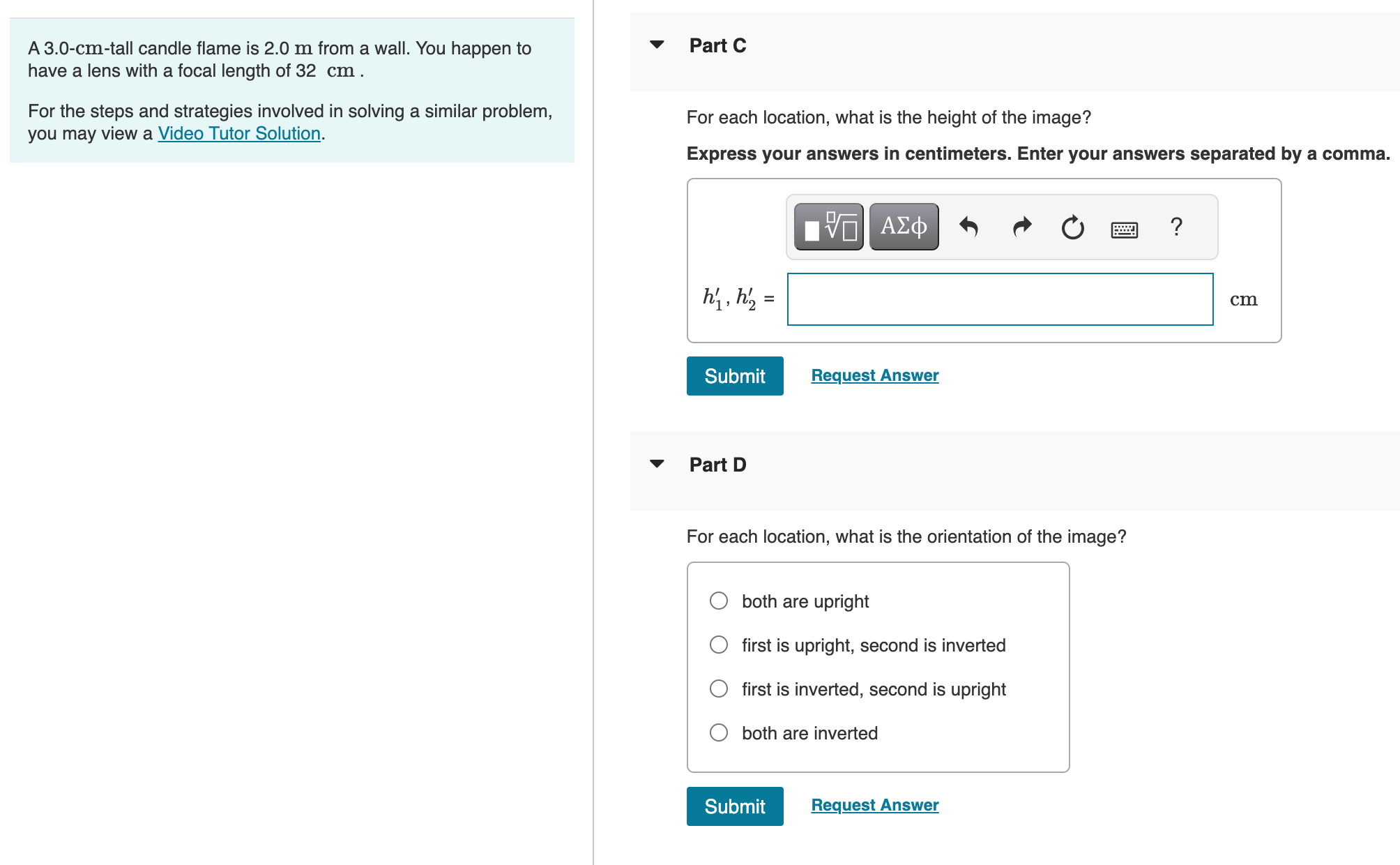 I need help with both Part C and D. Please explain step-by-step.