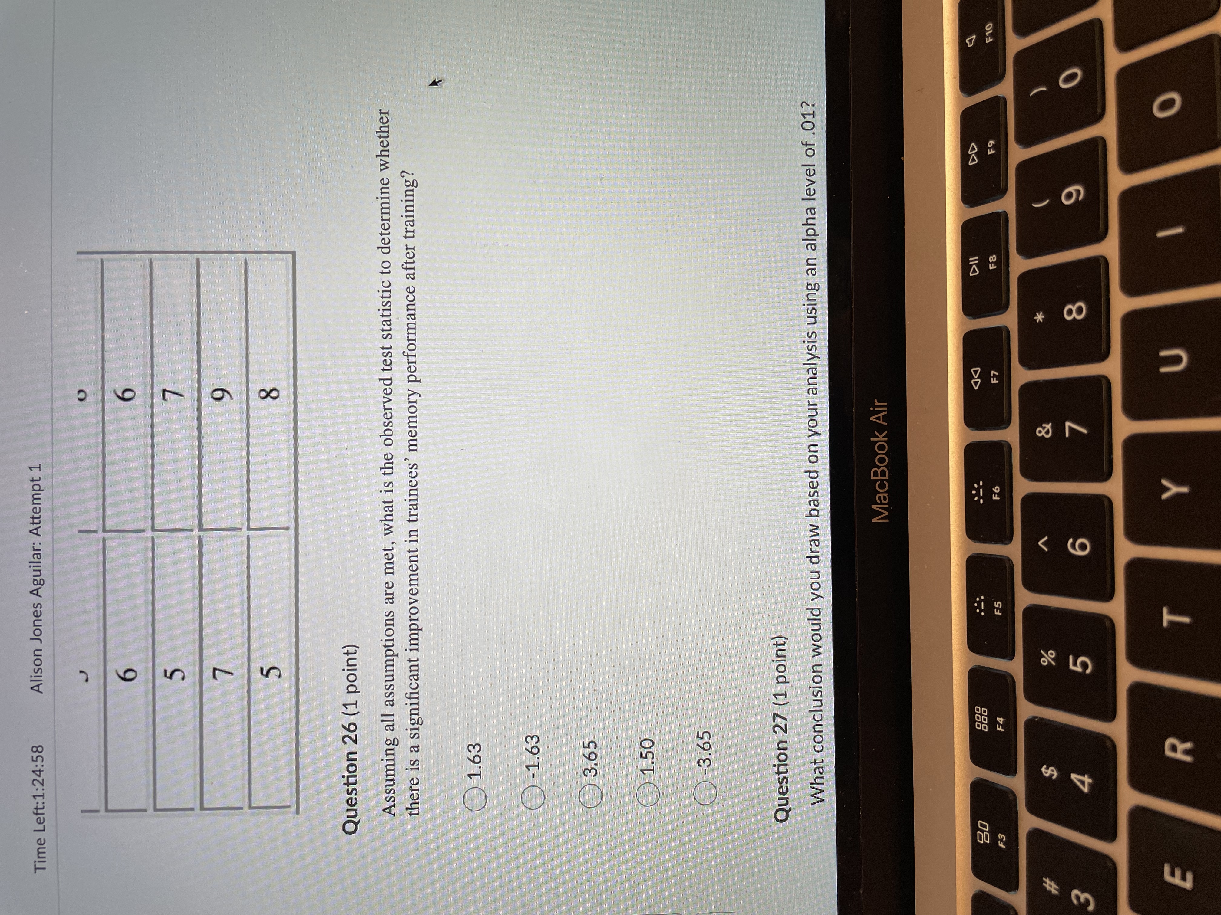 was a significant improvement in trainees memory performance after training. Based on