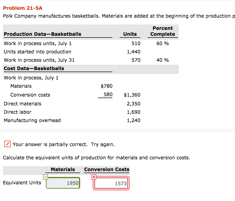 basketballs. Materials are added at the beginning of the production p Percent