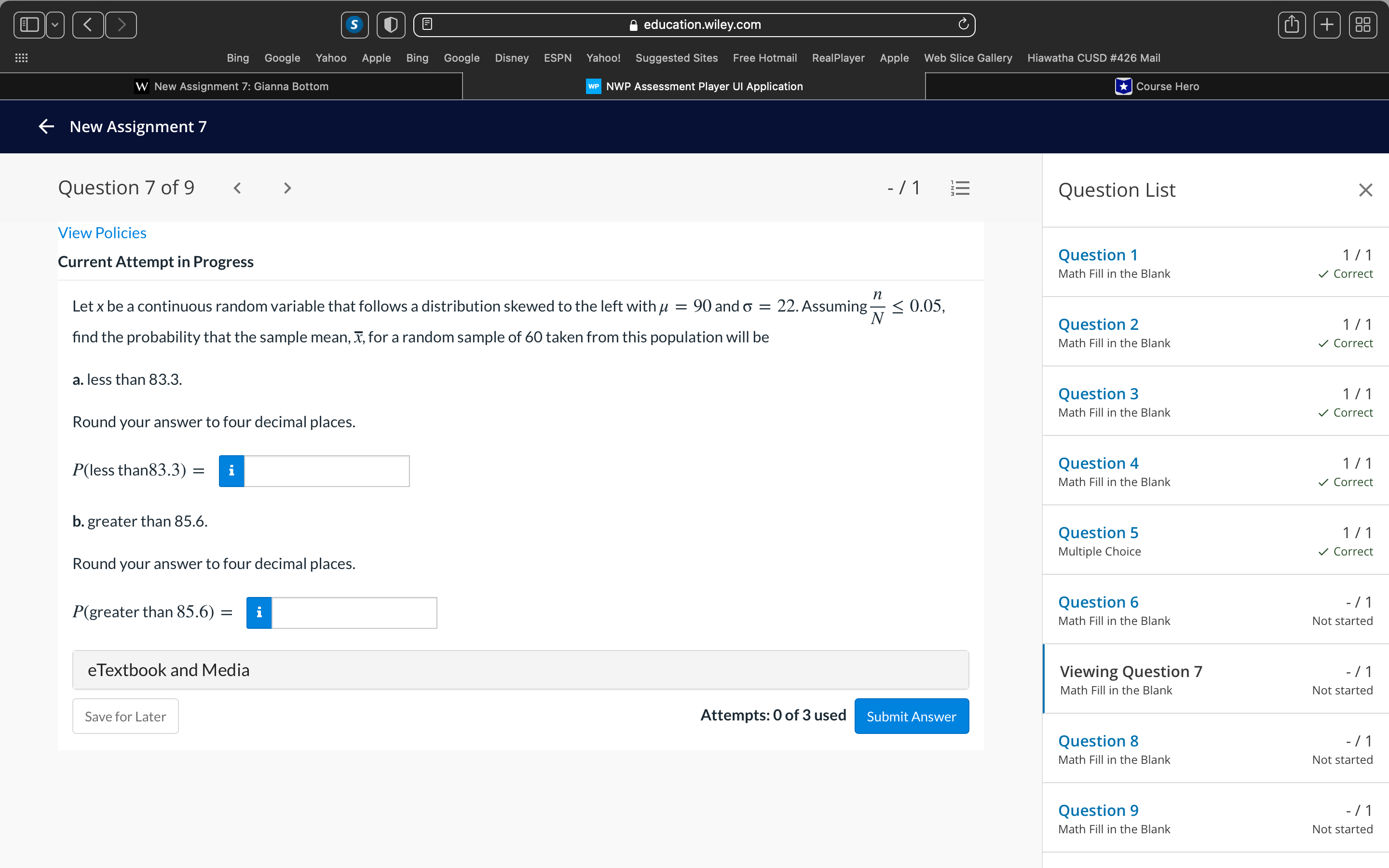 E educatio limillm wP pr Assessment Player ui Application 6 New