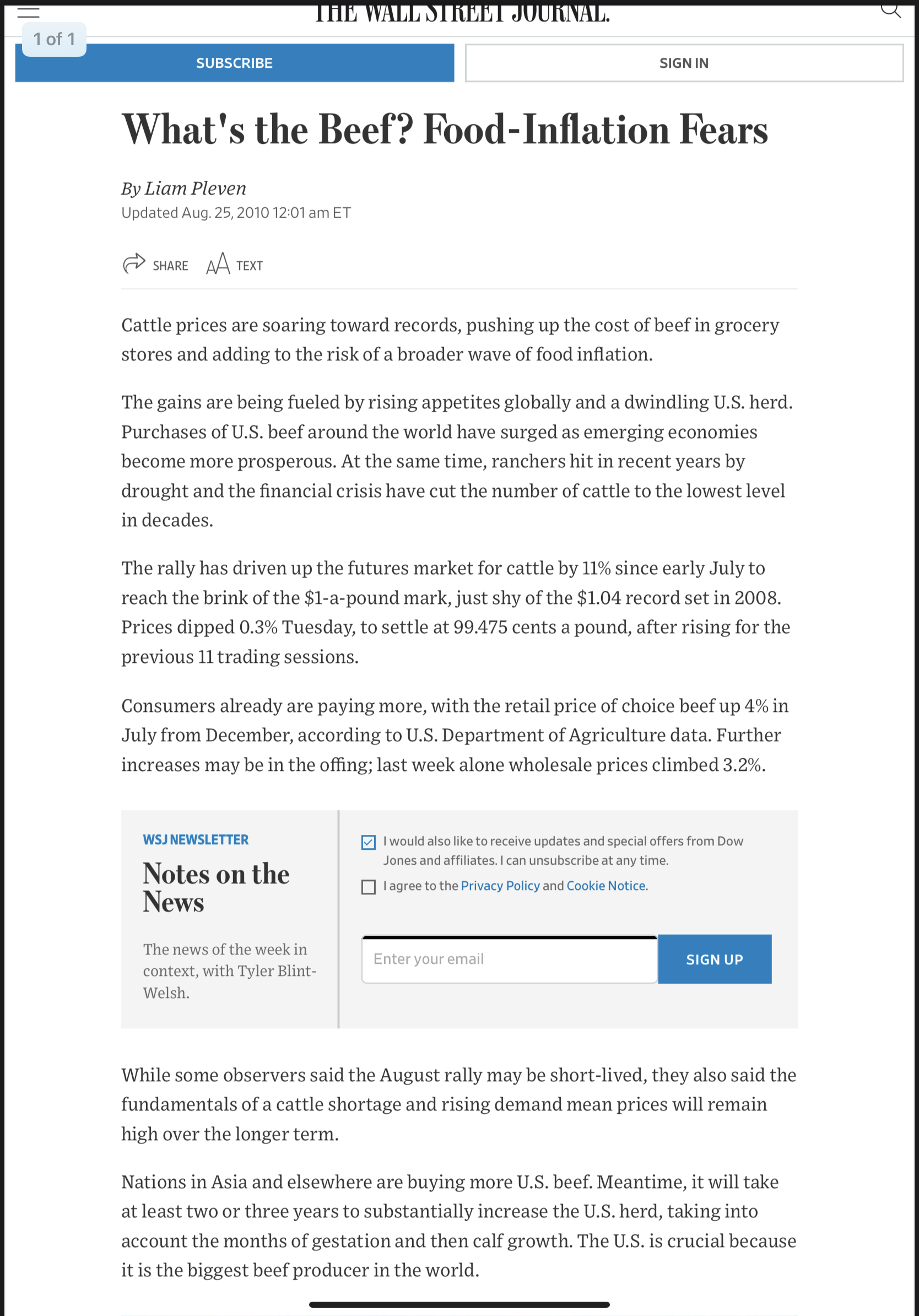 shift in supply, OR c) Both.a) THE ARTICLE DESCRIBES A CHANGE IN