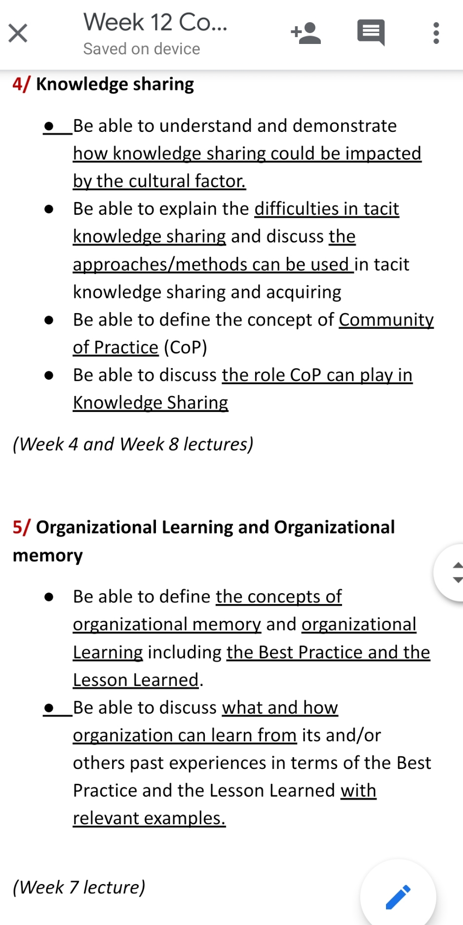 write in your own wording X Week 12 Co... + Saved on