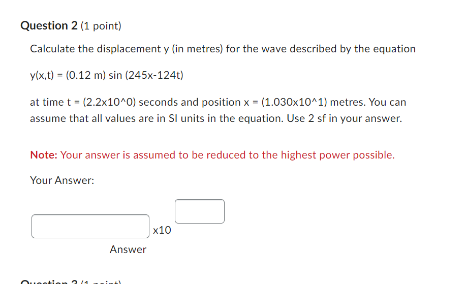 equation 9(33, t) : (0.15 m)sin(950m 45t + g) Assuming all values