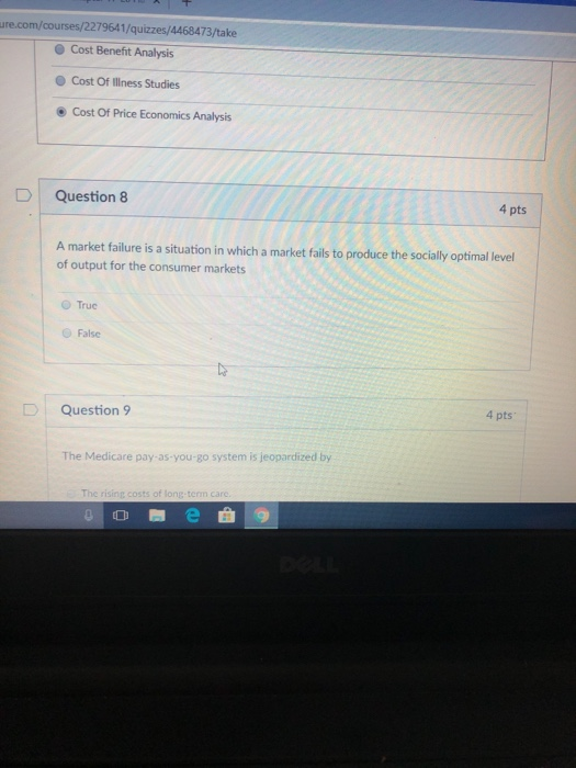 PW of the cash outflows. True False D Question 9 5 pts