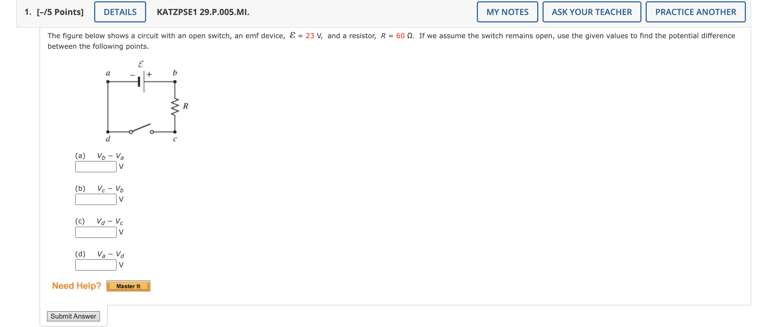 PRACTICE ANOTHER The figure below shows a circuit with an open switch,