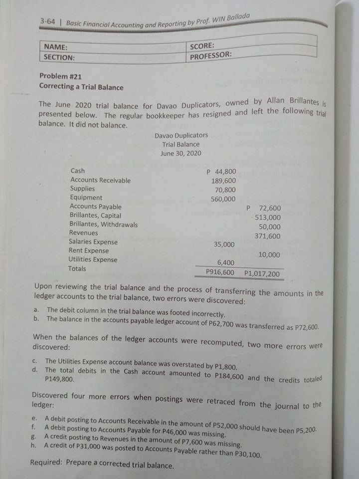 3-64 \\ Basic Financial Accounting and Reporting by Prof. WIN Ballada