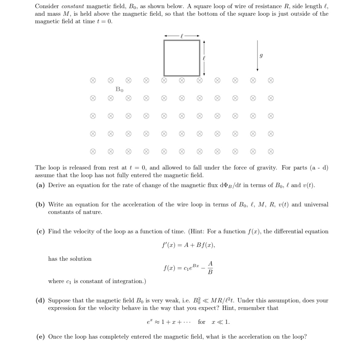 Help with this question, thank you Consider constant magnetic eld, Bo, as