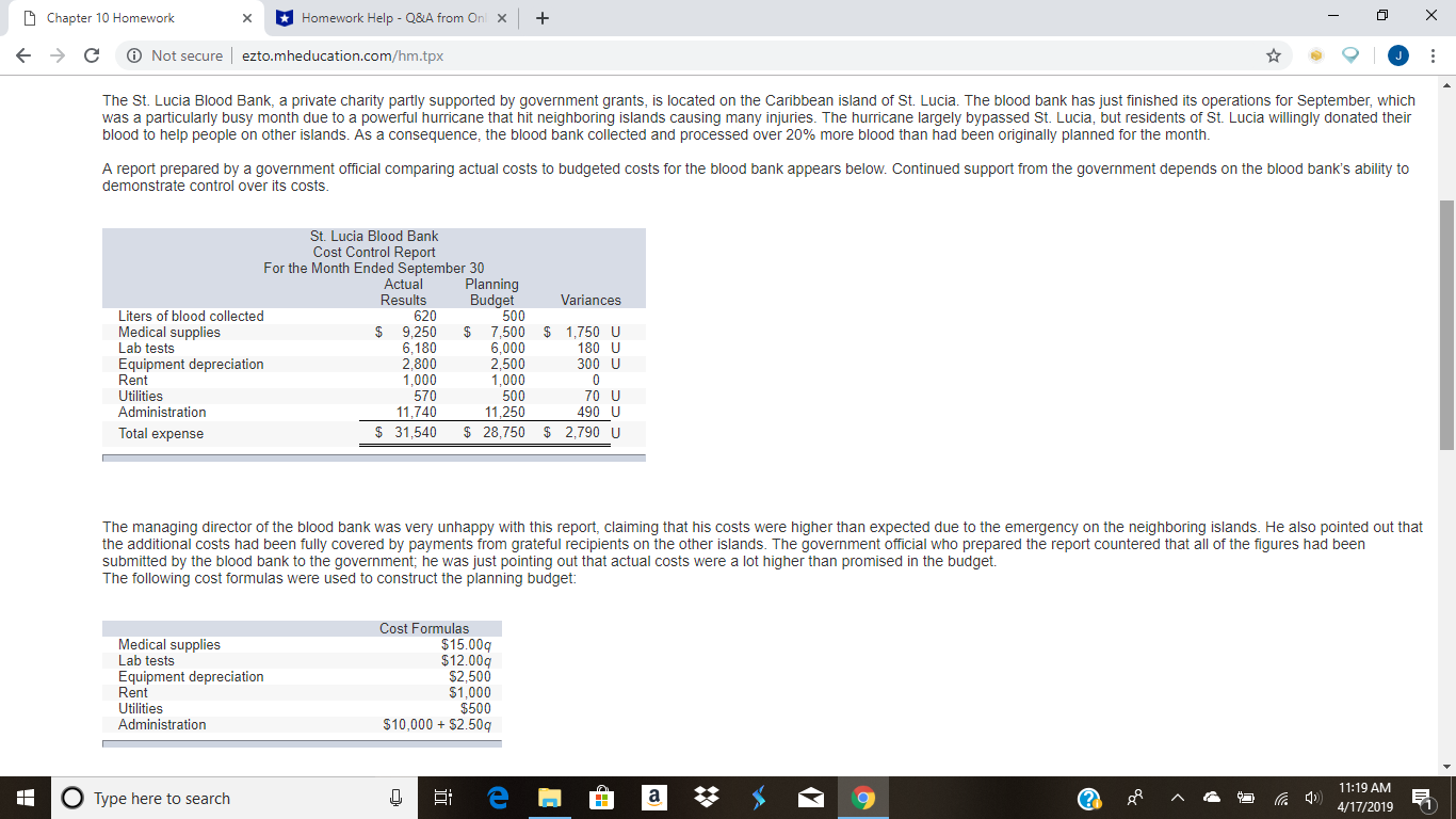 the performance report for September using the flexible budget approach. Chapter 10
