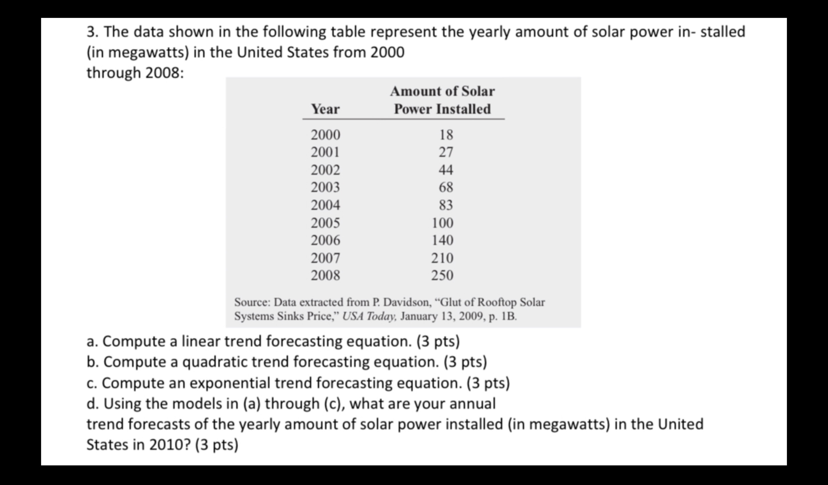 Show solution 3. The data shown in the following table represent the