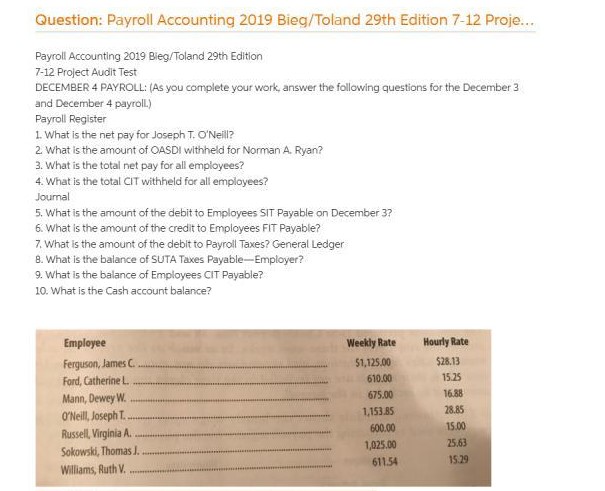 you complete your work, answer the following questions for the December 3