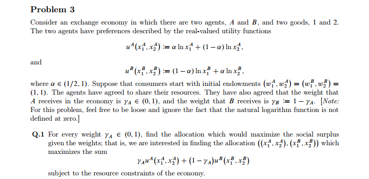 competitive equilibrium price and allocation. To do so, formulate the market-clearing conditions.