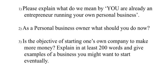 an entrepreneur running your own personal business'. at As a Personal business