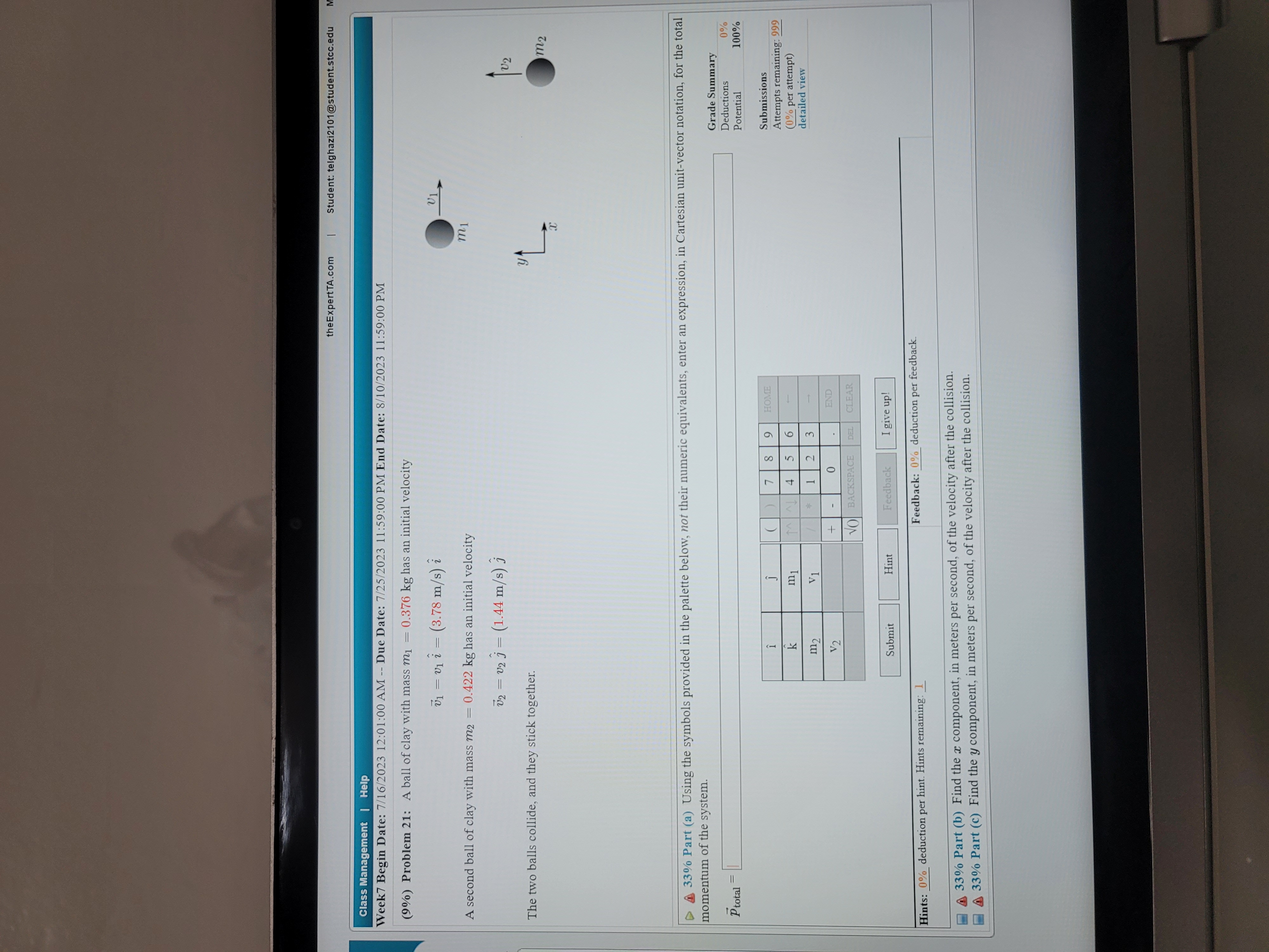 horizontal surface (with friction, Uk = 0.21) a distance d = 2.15