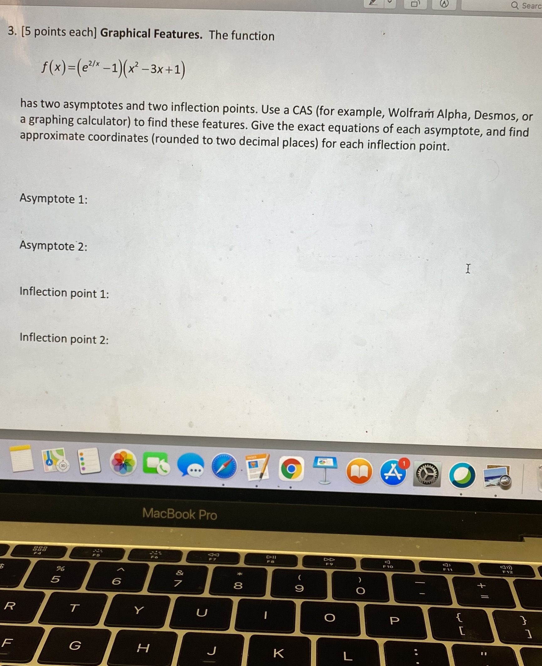  Sear 3. [5 points each] Graphical Features. The function f (x)