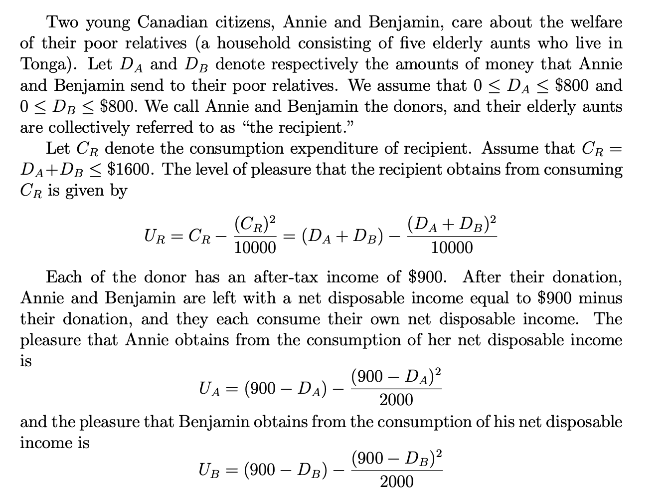 welfare of their poor relatives (a household consisting of five elderly aunts