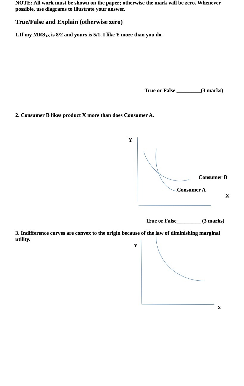 mark will be zero. Whenever possible, use diagrams to illustrate your answer.