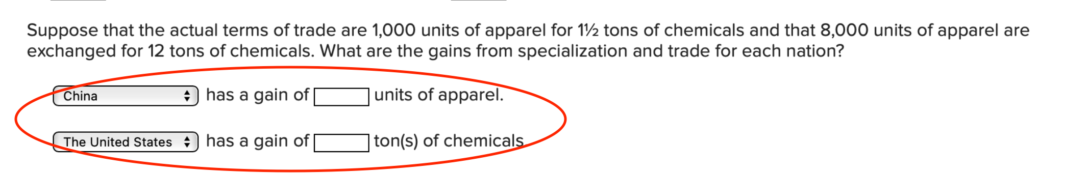 United States. Assume that before specialization and trade the optimal product mix
