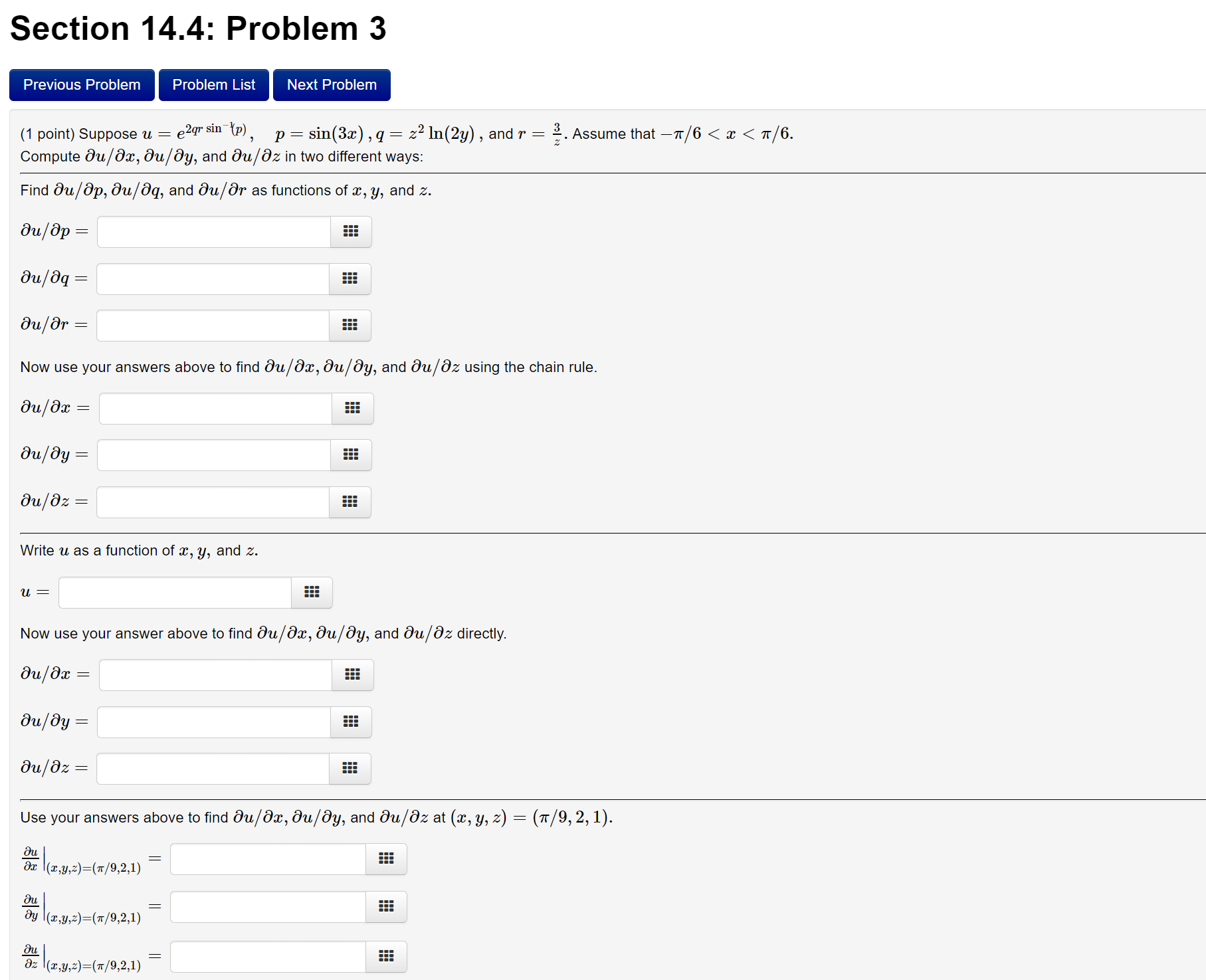  Section 14.4: Problem 3 Previous Problem Problem List Next Problem (1