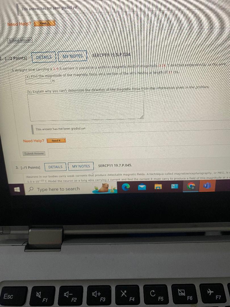 This answer has not been graded yet Need Help? Read S