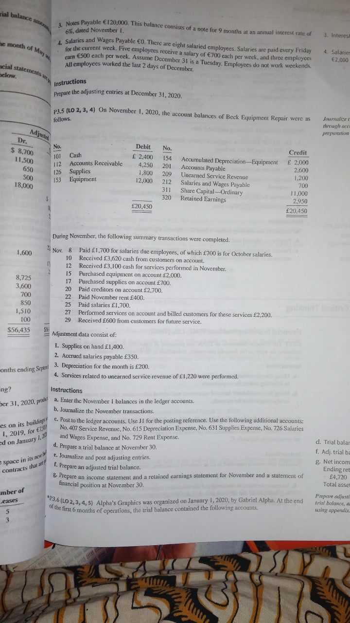 Do the P3.5 wtih the A-G intructions ial balance amous a Notes