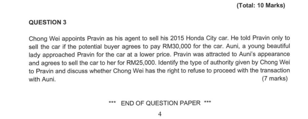 BAWB 1014 B Q3 (Total: 10 Marks) QUESTION 3 Chong Wei appoints