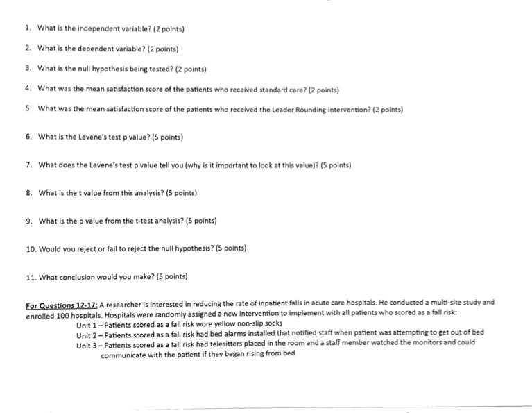 worksheet under the Assignments section in blackboard. For Questions 1-11: A researcher