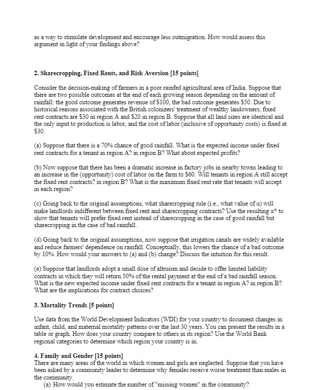 would assess this argument in light of your findings above? 2. Sharecropping,