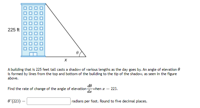 the shadow, as seen in the figure above. do Find the rate