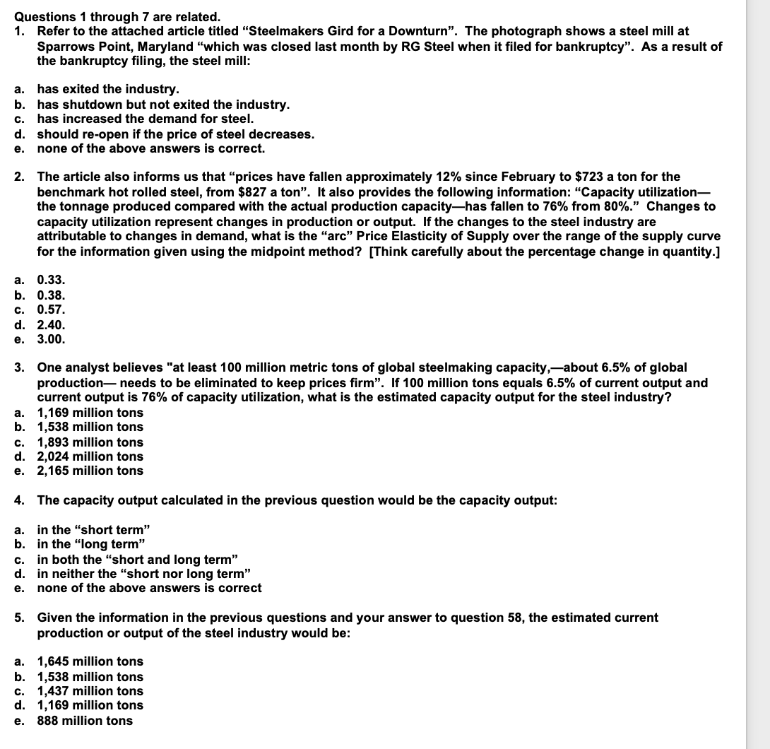 Downturn". The photograph shows a steel mlll at Sparrows Point, Maryland "which