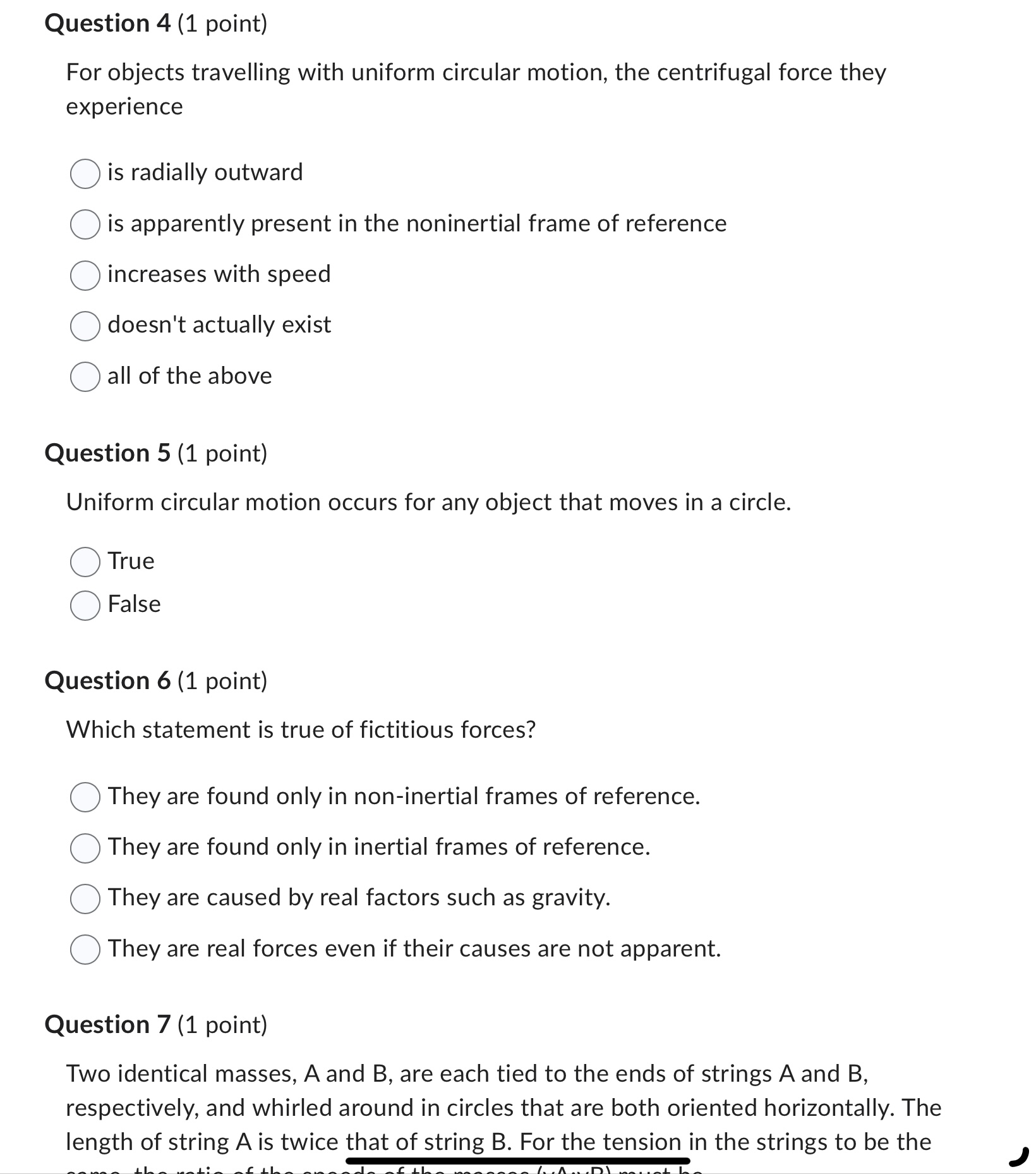 whirled around in circles that are both oriented horizontally. The length of