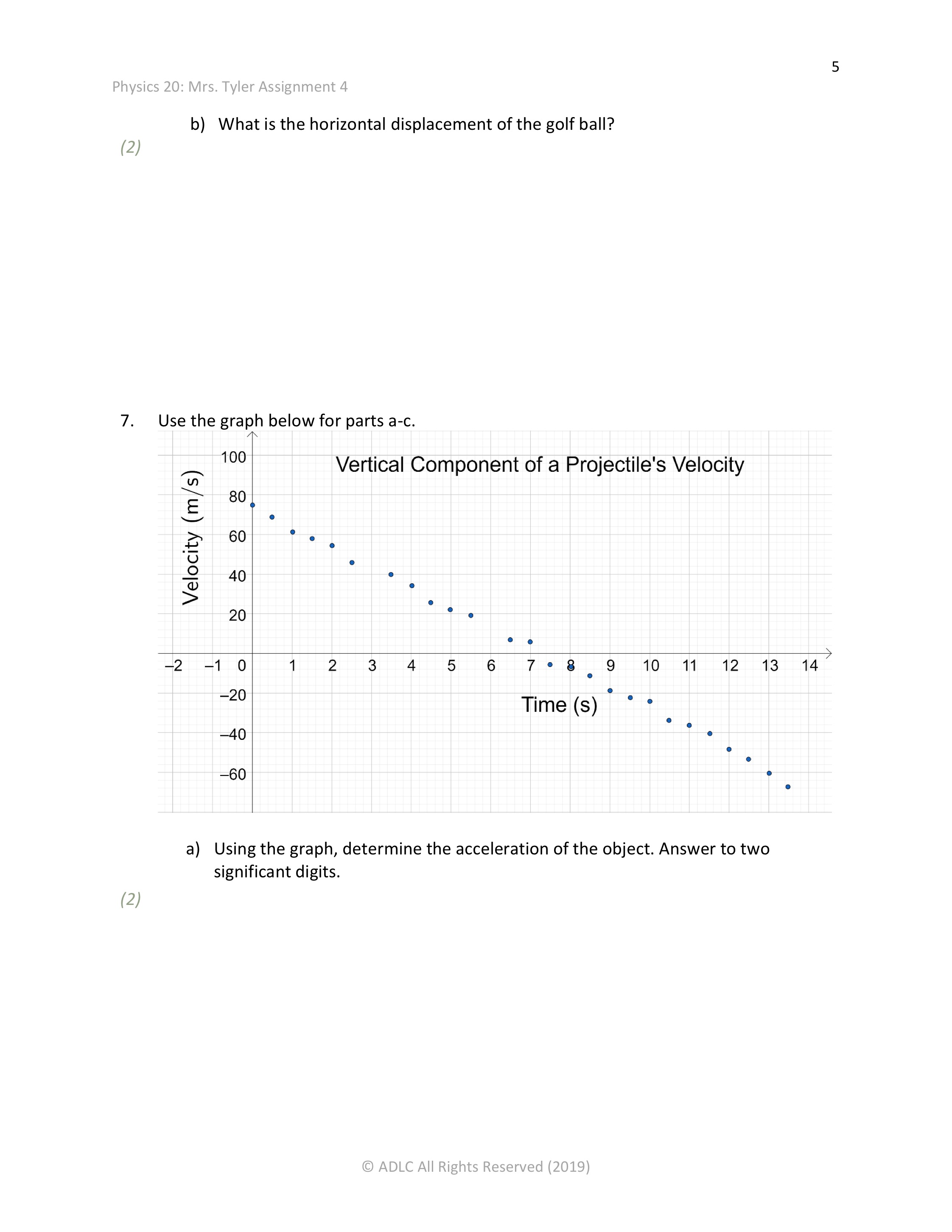 component of the initial velocity. c) What is the ball's horizontal velocity