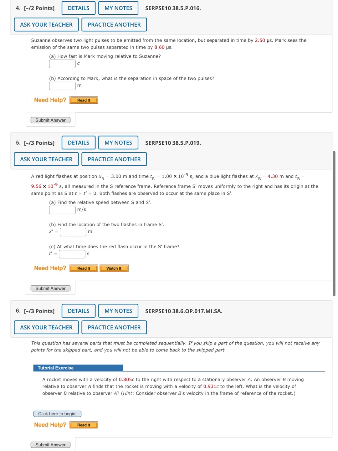 PRACTICE ANOTHER Suzanne observes two light pulses to be emitted from the